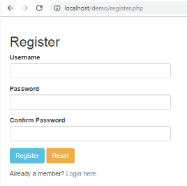 Registration form template