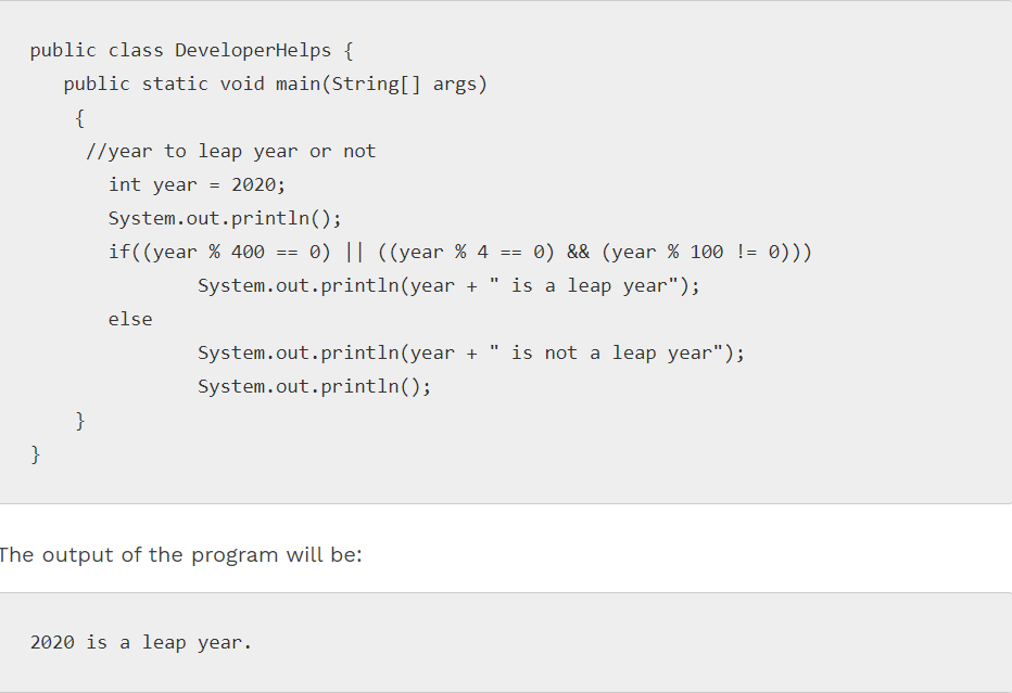 Java Program to Check Leap year