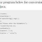 Java Program to Convert Kilometers(KMS) to Miles