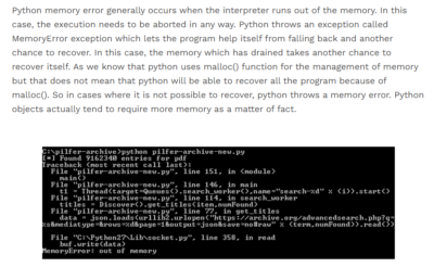 How to handle Python Memory Error - Developer Helps