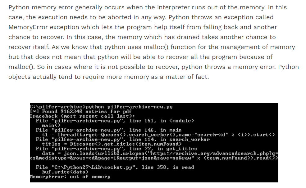 Python Memory Error