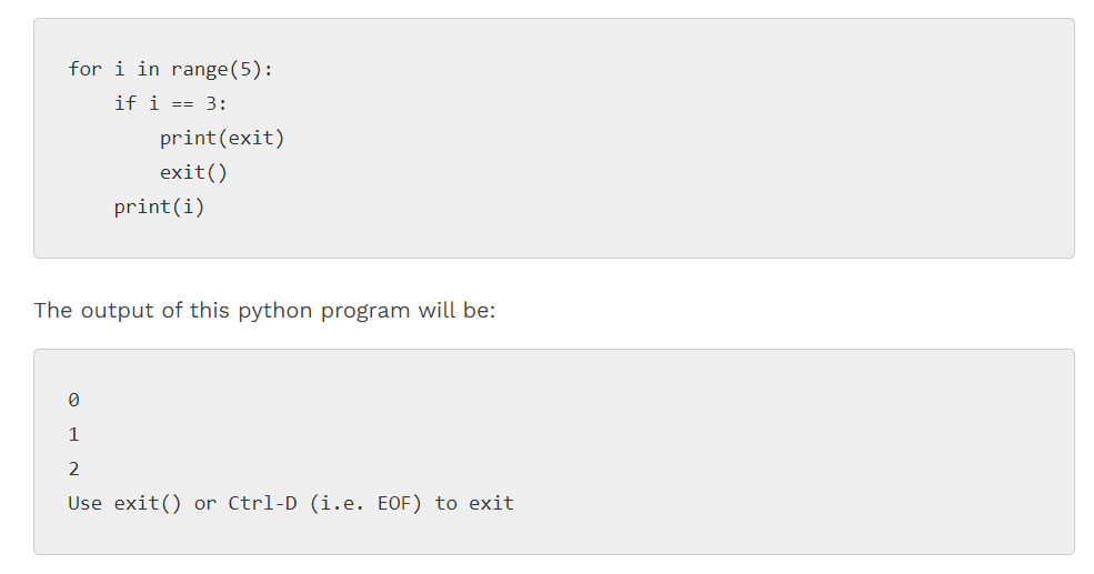 Python Exit program