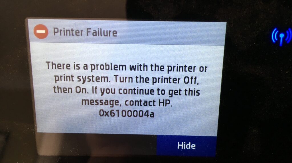 HP Printer Error 0x6100004a
